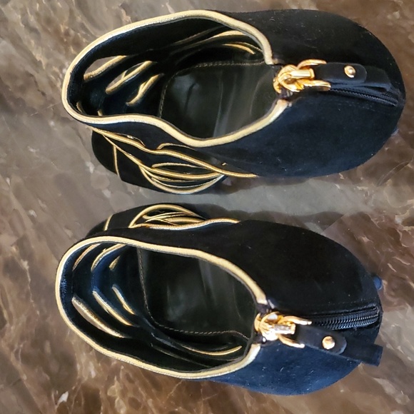 *SALE* Sergio Rossi black and gold caged bootie heels - Picture 5 of 11